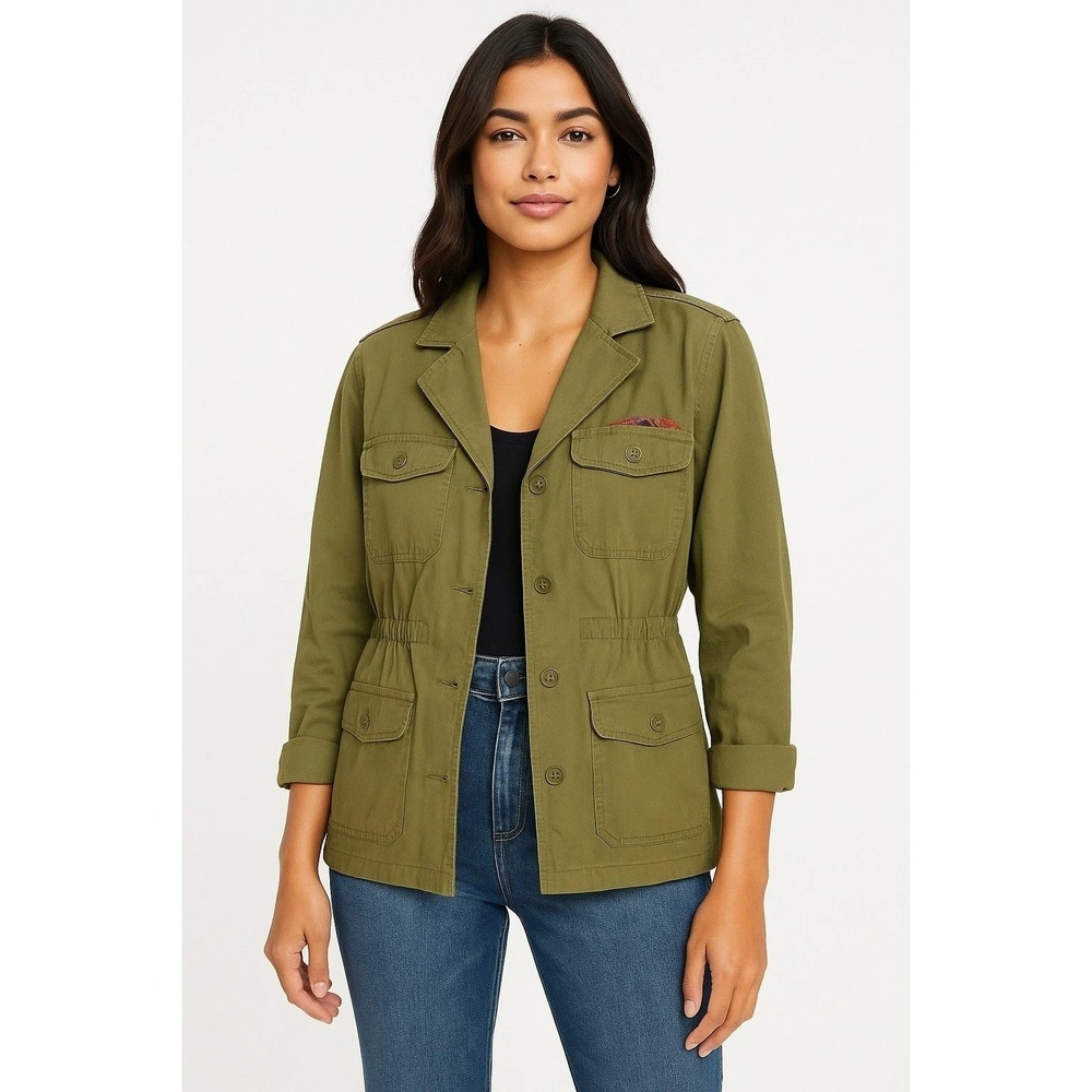 Billabong Womens Olive Green Military Jacket M Boho‎ Hippie Festival